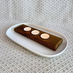 Porte-bougie en bois avec trois bougies pour la décoration de Noël, de mariage et de festivals - Product Image 5