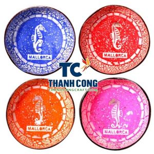 ชุดชามมะพร้าวโมเสค สินค้าขายดี พิมพ์ลายม้าน้ำ สีพื้น รับทำโลโก้ ขายส่ง - Product Image 1