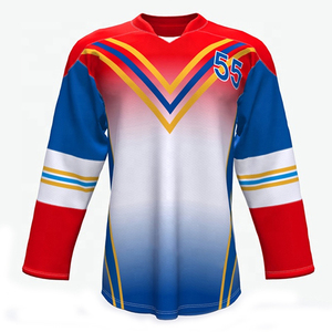 Maillot de hockey sur glace de haute qualité, nouveau design, dernière arrivée, 100% polyester, manches courtes, séchage rapide, respirant, col en V, ajustable - Product Image 1