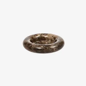 Plateau en marbre brun Pietra en forme de donut, plateau de service décoratif en pierre naturelle, décoration de luxe pour la maison - Product Image 3