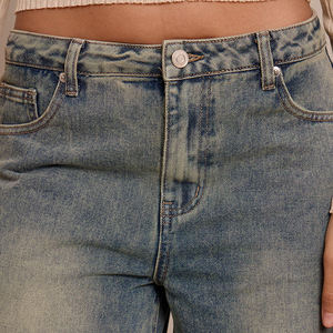 Fabricante Profesional de Fábrica, Pantalones Vaqueros de Cintura Media para Mujer, Tela Lavada Transpirable, Decoración con Logotipo, Casuales, Planos, Verano, Venta al Por Mayor - Product Image 6