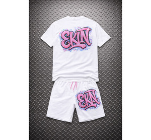 Conjunto Deportivo Informal de Verano 2025 para Hombre, Transpirable, de Algodón, con Estampado Blanco, Personalizado, para Entrenamiento y Jogging - Product Image 4