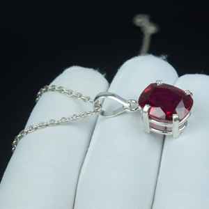 Pendentif unique en rubis rouge taille coussin 18 carats en argent sterling 925, collier bijou pierre précieuse de guérison - Product Image 2