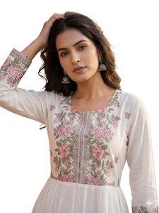 Embroidered Tiered <b>Maxi</b> Dress Long Sleeve A-line Casual Dress Floral Embroidery Women Party Wear - Product Image 2