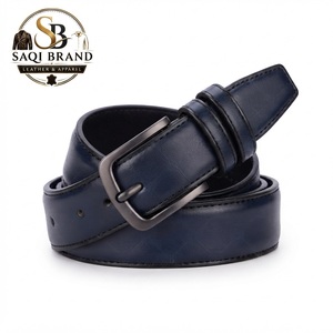Ceinture décontractée en cuir véritable bleu marine en cuir de vachette avec boucle rectangulaire solide en alliage, vente en gros transfrontalière directe d'usine, modèle 2026 - Product Image 1