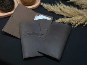 Vintage Genuine Leather Luxury Handmade Bill Holder Retro Real Leather Bill <b>Folder</b> Heritage Restaurant LBH-0234 - Product Image 5