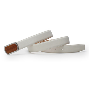 <b>White</b> Genuine <b>Leather</b> Formal Belt With Silver Rectangular Pin Buckle Solid Color Men's <b>Dress</b> Accessory - Product Image 5