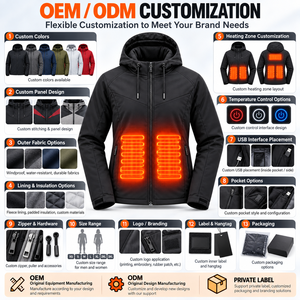 Custom USB Heated <b>Jacket</b> Battery Powered <b>Smart</b> Temperature Control Winter Outdoor Hooded <b>Jacket</b> Men <b>Women</b> OEM - Product Image 5