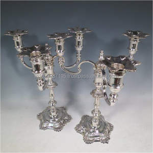 Candelabros de aluminio de mesa con detalles elegantes para decoración y centro de mesa de boda de ambiente romántico - Product Image 4