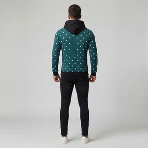 Sweat-shirt à capuche pour homme, imprimé étoiles turquoise, streetwear personnalisé, pull décontracté avec design graphique moderne - Product Image 3
