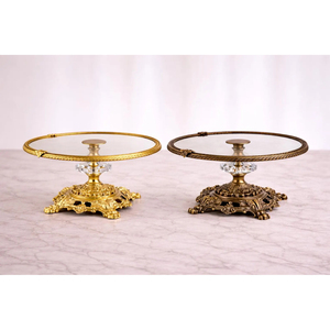 Luxury Golden Color Metal <b>Cake</b> Stand Black Brass Made Serving Tray <b>Decorative</b> Dessert Pedestal for Wedding Home <b>Decor</b> <b>Supply</b> - Product Image 3