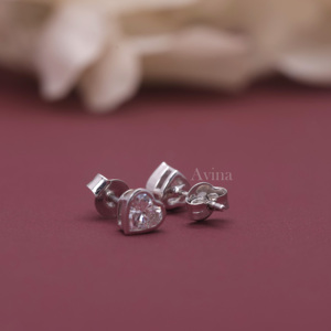IGI Certified Lab Grown Diamond Heart Shape Stud <b>Earrings</b> Solid 925 Sterling <b>Silver</b> Bezel Set Solitaire Diamond <b>Earrings</b> - Product Image 4