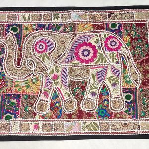Tapisserie murale indienne tribale style bohème hippie, motif éléphant perlé classique, patchwork, vente en gros - Product Image 3