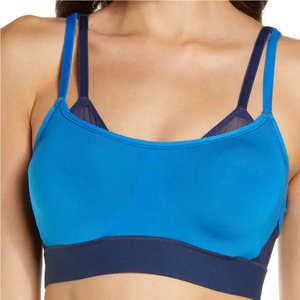 Sujetador Deportivo de Alta Sujeción para Mujer, Transpirable, de Spandex/Nylon, Color Sólido |   Sujetador Deportivo Ecológico de Secado Rápido para Yoga y Gimnasio con Logotipo Frontal y Elasticidad en Cuatro Direcciones - Product Image 1