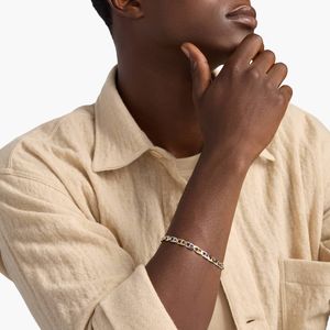 Bracelet pour homme de 8,5 pouces, maillons mariner alternés, finition polie, en or blanc et jaune italien - Product Image 2