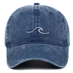 <b>Wave</b> Pattern Embroidered Baseball <b>Cap</b> For Men Women Vintage Washed Cotton Sun Hat Outdoor Sport Unisex - Product Image 6