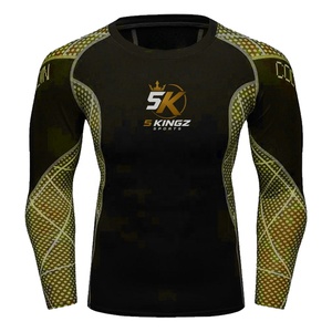 Rashguard à manches longues pour hommes 5 Sports, noir, vert camouflage, impression par sublimation, ajusté, respirant, anti-transpiration, équipement MMA - Product Image 1