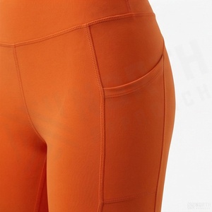 High Waist Orange <b>Women's</b> <b>Leggings</b> Full Length Seamless Knitted Stretch Breathable Sporty Style All Seasons - Product Image 5