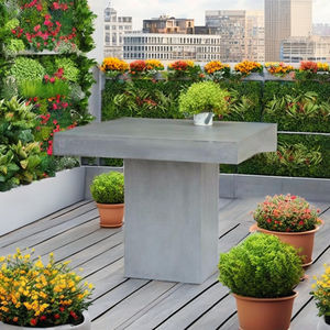 Traditional Style Square Concrete <b>Dining</b> <b>Table</b> with Waterproof Top <b>Foldable</b> Antique Grey Outdoor Use - Product Image 1