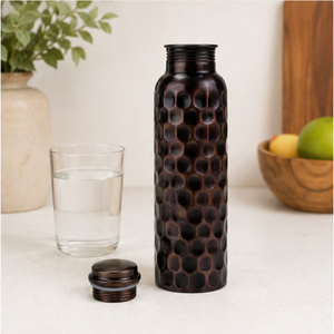 Botella de Agua de Cobre Puro Hecha a Mano con Diseño Martillado de Diamante Antiguo, a Prueba de Fugas, para Bebidas Ayurvédicas, Yoga, Gimnasio y Viajes - Product Image 2