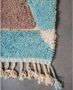 Tapis noué marocain de luxe noir et beige en laine, noué à la main, rembourré, résistant aux taches, à poils longs de 0,5 pouce, moderne, pour la prière et la vie quotidienne - Product Image 3