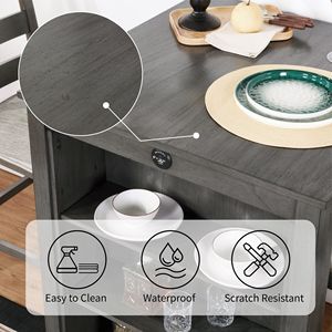 Set da Pranzo Moderno da 30 Pollici per 2 Persone con Stazione di Ricarica e Spazio di Archiviazione Regolabile a 3 Livelli, Set da Cucina Salvaspazio Imbottito - Product Image 4