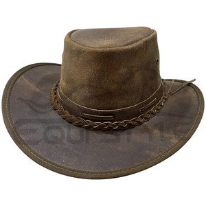 Brown Leather Cowboy <b>Hats</b> Double Braided Hatband Rugged Finish for <b>Men</b> Women Wholesale Vintage Western Ranch Rodeo Wear - Product Image 3
