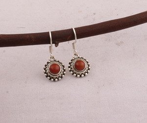 Handmade <b>Red</b> Jasper Water Drop Dangle <b>Earrings</b> 925 Sterling Silver Vintage Engagement Gift - Product Image 1