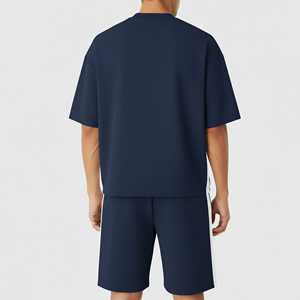 <b>Top</b> Quality <b>Men</b> Premium Navy Summer <b>Set</b> Custom Logo T Shirt <b>And</b> <b>Shorts</b> Two Piece Minimal Streetwear Athletic Casual Outfit - Product Image 5