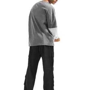 T-shirt double couche pour homme, mode, vente en gros, directement de l'usine |   Tissu en coton épais et résistant - Product Image 2