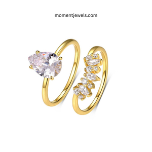 925 Sterling Silver Moissanite <b>Ring</b> Water Droplet <b>Couple</b> <b>Ring</b> Luxury 18K Real Gold Plated PVD Coated Fine Jewelry Women Wedding - Product Image 1
