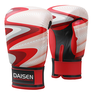 Gants d'entraînement à motif vague rouge et blanc, légers, durables, en matériau synthétique, avec une coupe confortable pour la salle de sport, les entraînements et la pratique - Product Image 1