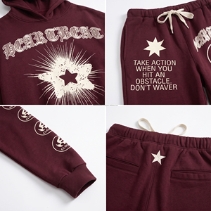 Streetwear Clothing Oversized Custom 2 Pieces <b>Zip</b> <b>up</b> Boxy <b>Cropped</b> Hoodie and Baggy Sweatpants Set Blank Plain - Product Image 3