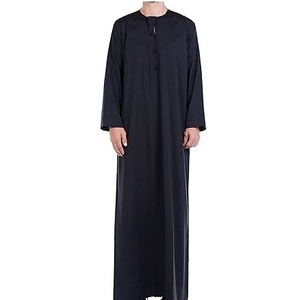 Breathable Fine Quality <b>Men's</b> <b>Thobe</b> Islamic Clothing Cotton Jubbah <b>Men's</b> Thobes Prayers Custom Premium Plain Black Thobes - Product Image 1