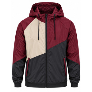 Windbreaker <b>Jacket</b> for <b>Men</b> <b>Lightweight</b> Outdoor Sports Water Resistant Full Zip Hooded Activewear Custom Apparel OEM Manufacturer - Product Image 1