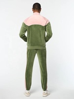 Ensemble deux pièces veste zippée et pantalon à cordon en velours de marque personnalisée pour les hommes grands et grands survêtement d'hiver à blocs de couleurs pour hommes