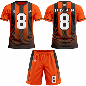 Chaussettes de football tricotées orange avec rayures noires et motif de ballon pour garçons, accessoires d'uniforme scolaire - Product Image 2