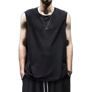 Verano tendencia coreana hombres Casual deportes pulóveres nueva calle moda de talla grande camiseta sin mangas simplicidad sin mangas de punto - Product Image 3