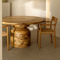 Table à manger ronde en bois de manguier Vandana Amber Sense Macbet (Ø140cm)