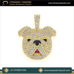 SHRAMAN JEWELS Colgante Personalizado de Plata 925 Bañado en Oro con Cabeza de Bulldog y Diamante Cultivado de 1.66ct, Estilo Hip Hop - Product Image 4