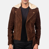 Veste d'hiver pour homme en daim au style moderne et raffiné, avec empiècements patchwork sur le devant, style urbain, en cuir coupe-vent
