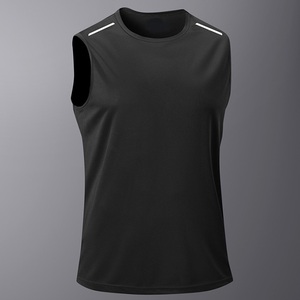 Wholesale Plus Size <b>Men'S</b> Outdoor Sports <b>Vest</b> Sleeveless Loose Knitted T-Shirt Custom Quick Dry Fitness Basketball <b>Compression</b> - Product Image 2