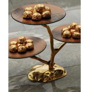 Plateau à chocolat en cuivre avec motif de feuilles, support décoratif artistique de luxe pour table - Product Image 3