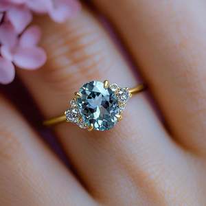 Anillo de Moissanita Azul con Corte Ovalado, Plata de Ley 925, Chapado en Oro de 18K, Joyería de Lujo para Boda, Compromiso o Fiesta - Product Image 2