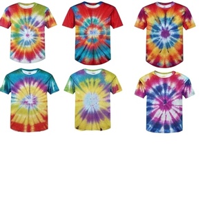 Venta al por mayor 100% anillo hilado algodón verano casual personalizado camiseta máquina de impresión de algodón DIP Dye tie teñido liso en blanco hombres camisetas - Product Image 1