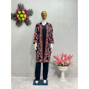 Conjunto de traje de diseñador para mujer con bordado de Cachemira - Product Image 4