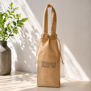Sac fourre-tout en toile réutilisable personnalisé avec cordon de serrage pour l'emballage de bouteilles de vin, les cadeaux et l'utilisation en supermarché - Product Image 1
