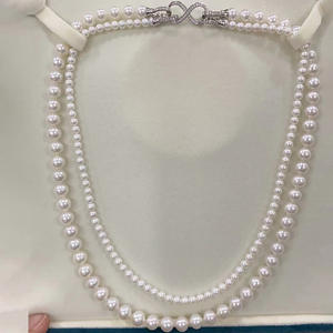 Collier en perles d'eau douce en argent pur double couche de haute qualité, différentes tailles, collier en perles blanches portable - Product Image 3
