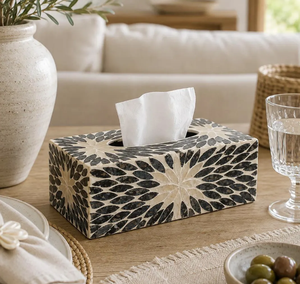 Cubierta de Cerámica para Caja de Pañuelos con Diseño Floral Mosaico Estilo Wabi-Sabi para Decoración del Hogar - Product Image 2