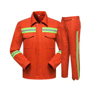 Conjunto <span class=keywords><strong>de</strong></span> Chaqueta y Pantalones <span class=keywords><strong>de</strong></span> Trabajo Gris Claro <span class=keywords><strong>para</strong></span> Hombre, Manga Larga con Bolsillos en el Pecho y Detalles Rojos <span class=keywords><strong>para</strong></span> Uso Industrial - Product Image 4